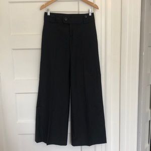 Banana Republic Martin Fit Wide Leg Wool and Silk Trousers, Black Size 4